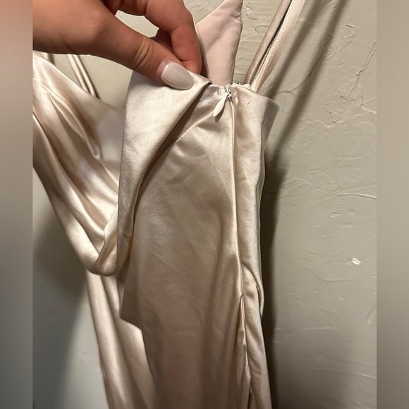 Selfie Leslie Well Versed Pleated Bust Front Split Dress - Champagne, medium - Picture 7 of 13